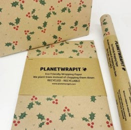 EcoCraft Recycled Wrapping Paper (Holly)